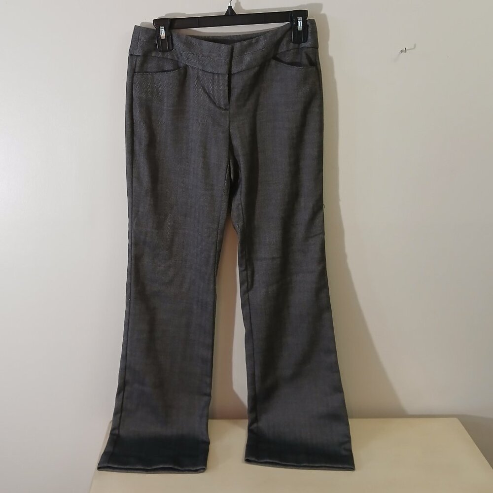 Ann Taylor Loft Petite size 0P black/gray herringbone pattern trousers